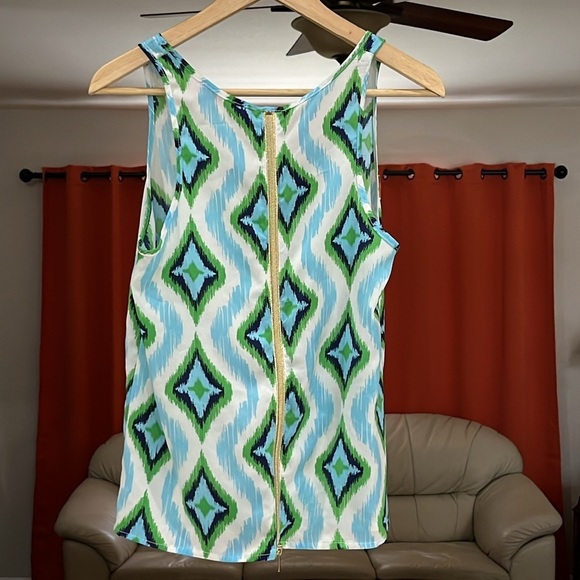 Macbeth Collection by Margaret Josephs Womens Geometric Sleeveless Blouse Size S - Picture 2 of 6